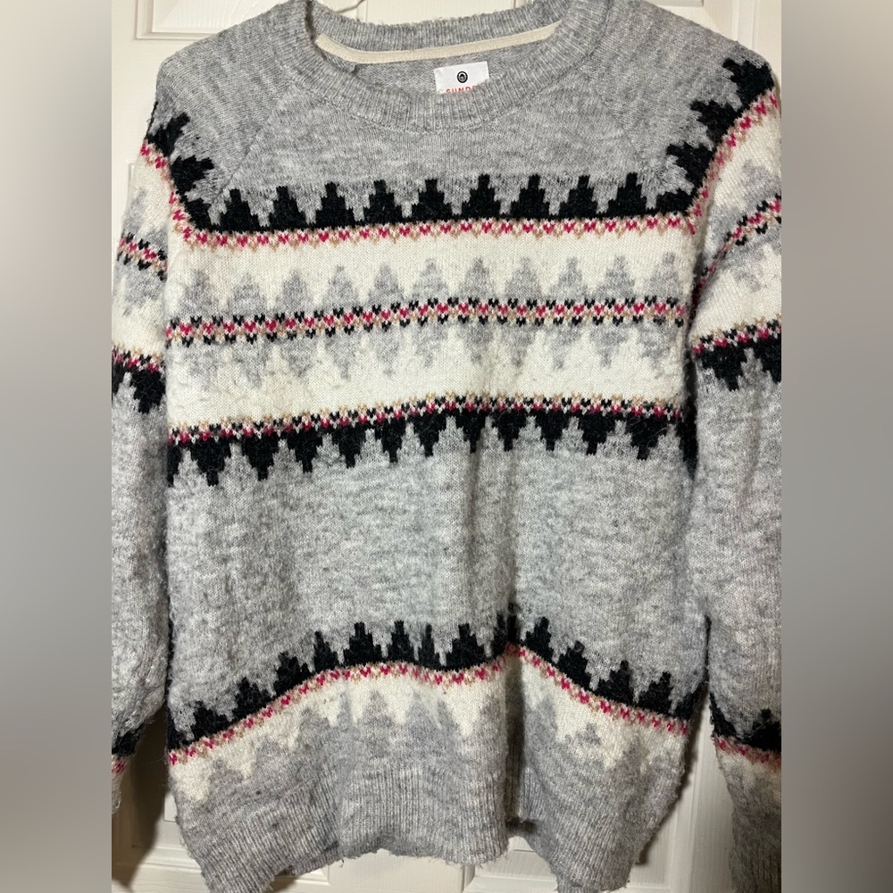 Grey Pattern Sweater - image 2